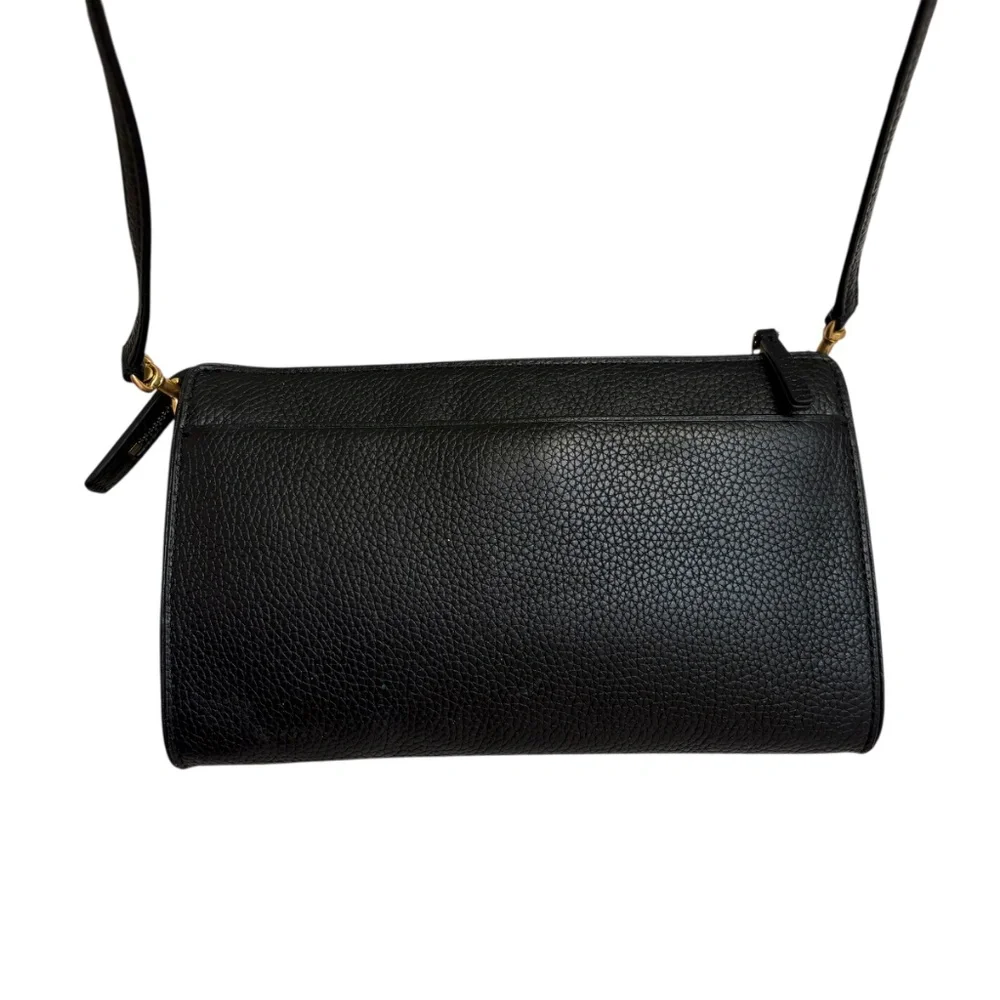 Tory Burch black leather small zip top bag